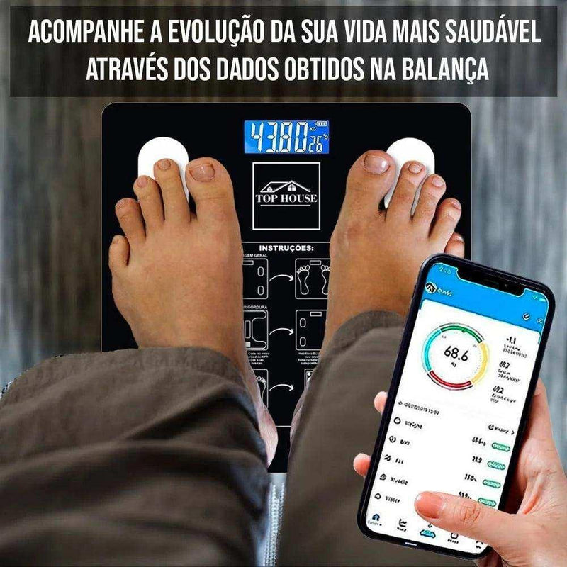 Balança Digital Corporal Bioimpedância Com Bluetooth e Aplicativo